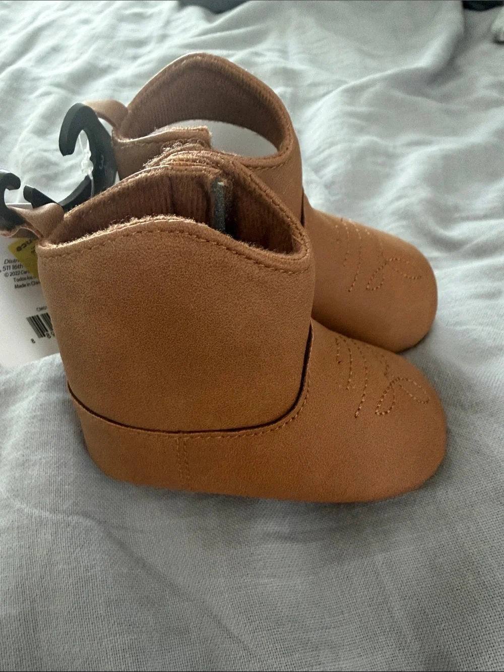 Carter's Tan Faux-Leather Baby Booties